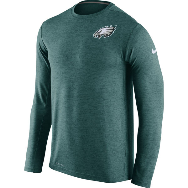 Philadelphia Eagles Green Dri-Fit Touch Long Sleeve Performance T-Shirt - Click Image to Close