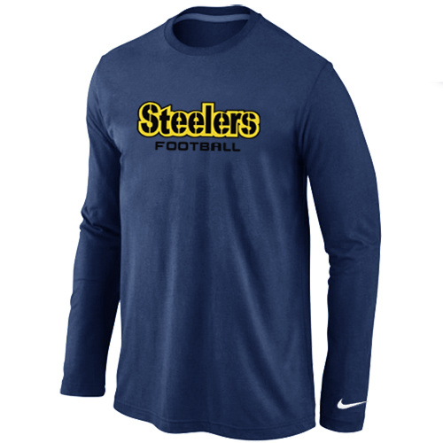 Pittsburgh Steelers Authentic font Long Sleeve T-Shirt D.Blue