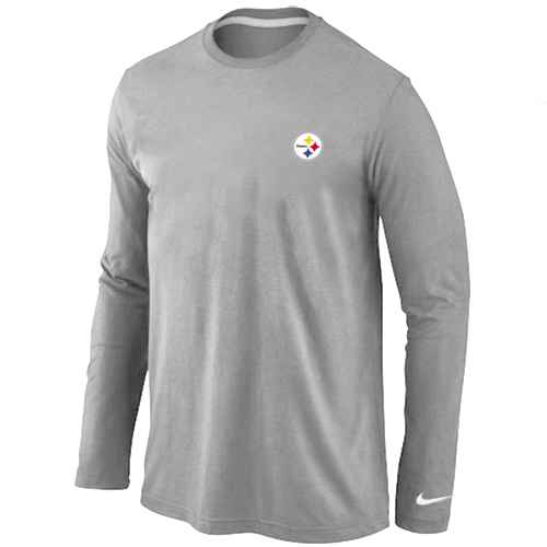 Pittsburgh Steelers Sideline Legend Authentic Logo Long Sleeve T-Shirt Grey - Click Image to Close