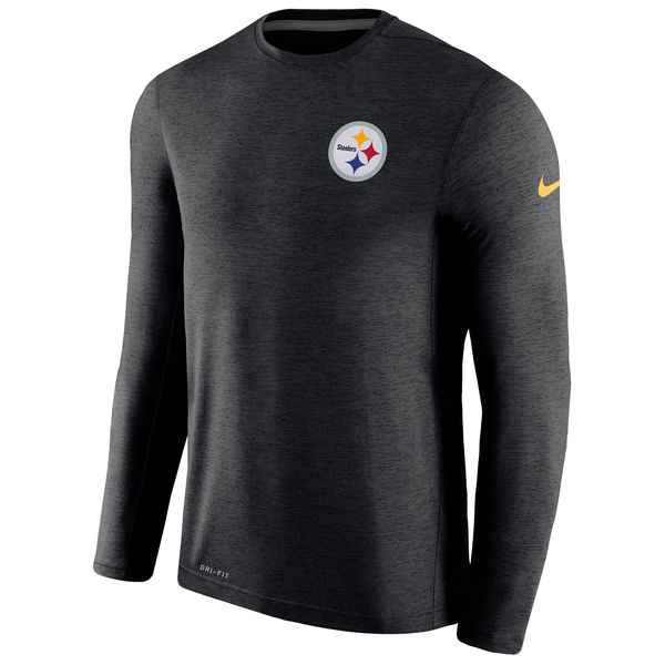 Pittsburgh Steelers Black Coaches Long Sleeve Performance T-Shirt - Click Image to Close