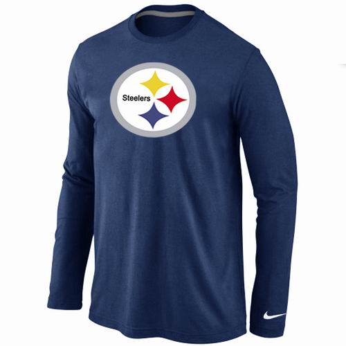 Pittsburgh Steelers Logo Long Sleeve T-Shirt D.Blue