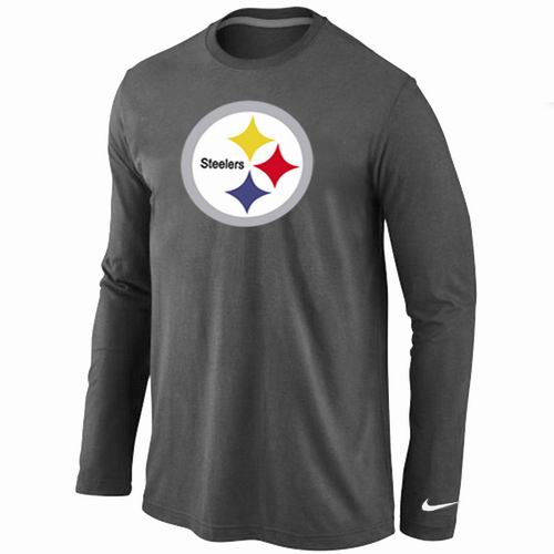 Pittsburgh Steelers Logo Long Sleeve T-Shirt D.Grey