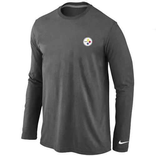 Pittsburgh Steelers Sideline Legend Authentic Logo Long Sleeve T-Shirt D.Grey - Click Image to Close