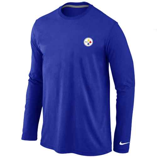 Pittsburgh Steelers Sideline Legend Authentic Logo Long Sleeve T-Shirt Blue - Click Image to Close