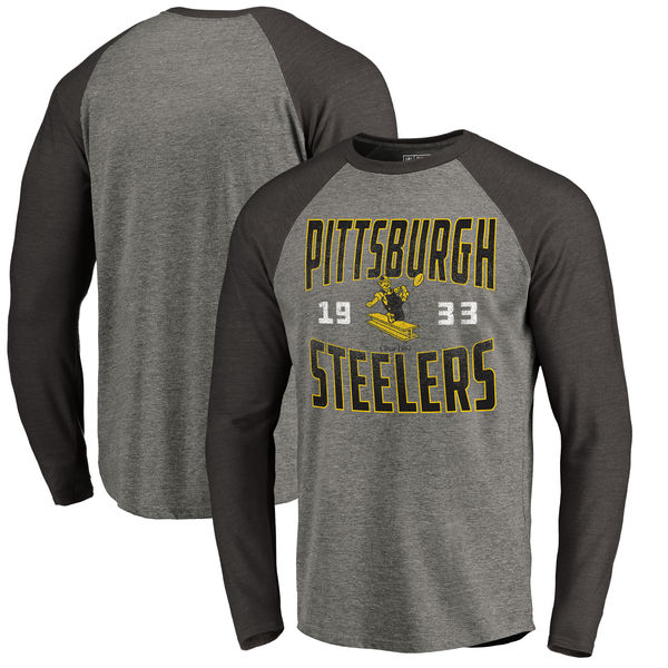 Pittsburgh Steelers NFL Pro Line by Fanatics Branded Timeless Collection Antique Stack Long Sleeve T