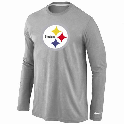 Pittsburgh Steelers Logo Long Sleeve T-Shirt Grey