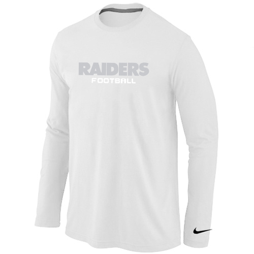 Oakland Raiders Authentic font Long Sleeve T-Shirt White - Click Image to Close