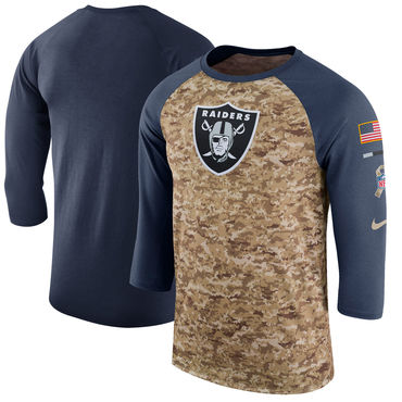 Oakland Raiders Camo Anthracite Salute to Service Sideline Legend Performance Three-Quarter Sleeve T