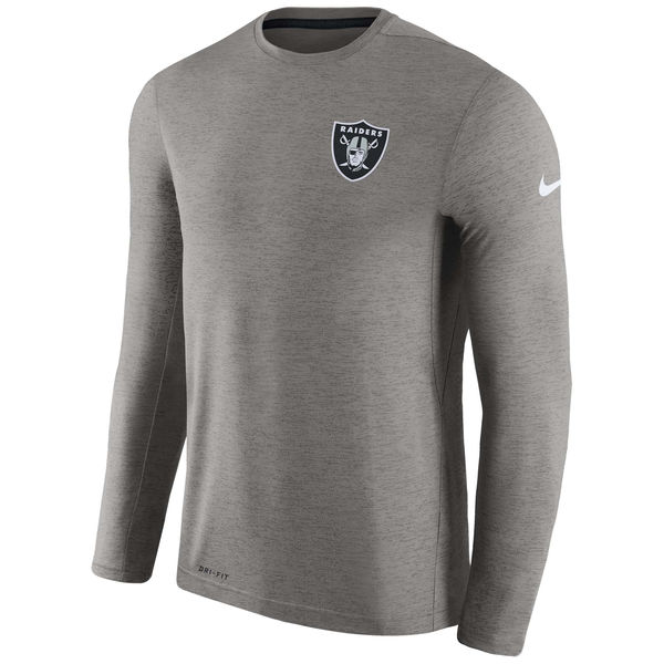 Oakland Raiders Charcoal Coaches Long Sleeve Performance T-Shirt - Click Image to Close