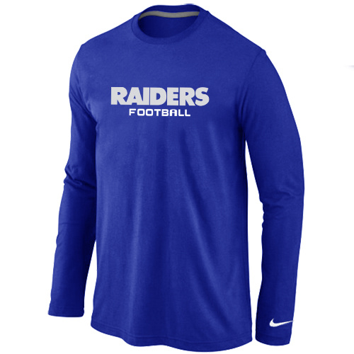 Oakland Raiders Authentic font Long Sleeve T-Shirt blue - Click Image to Close