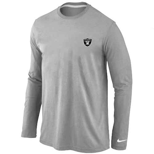 Oakland Raiders Logo Long Sleeve T-Shirt Grey - Click Image to Close
