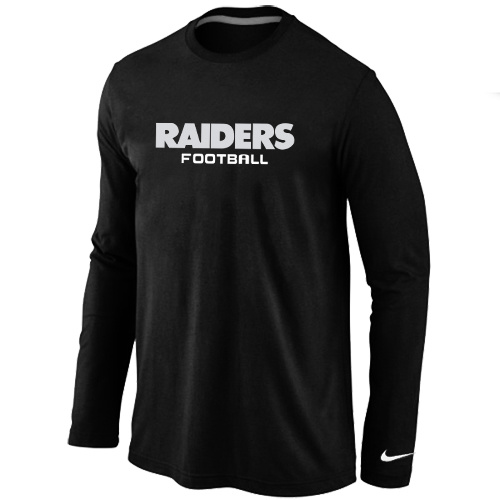 Oakland Raiders Authentic font Long Sleeve T-Shirt Black - Click Image to Close