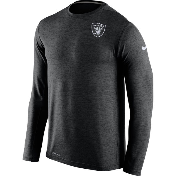 Oakland Raiders Black Dri-Fit Touch Long Sleeve Performance T-Shirt