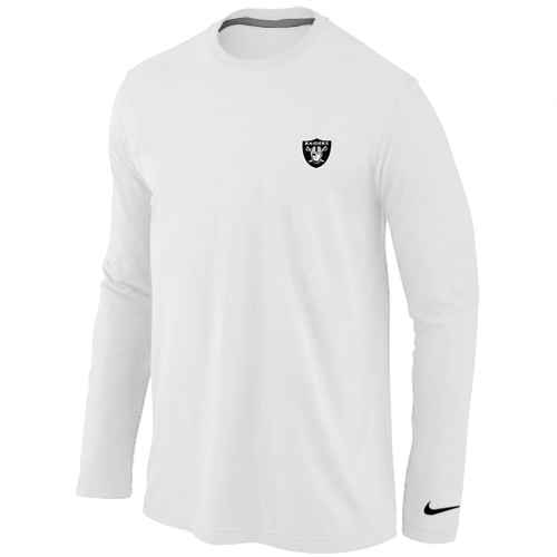 Oakland Raiders Logo Long Sleeve T-Shirt White - Click Image to Close