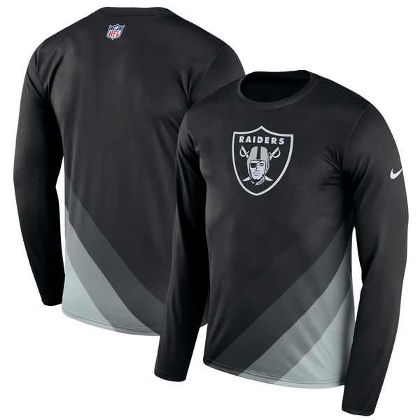 Oakland Raiders Black Sideline Legend Prism Performance Long Sleeve T-Shirt - Click Image to Close