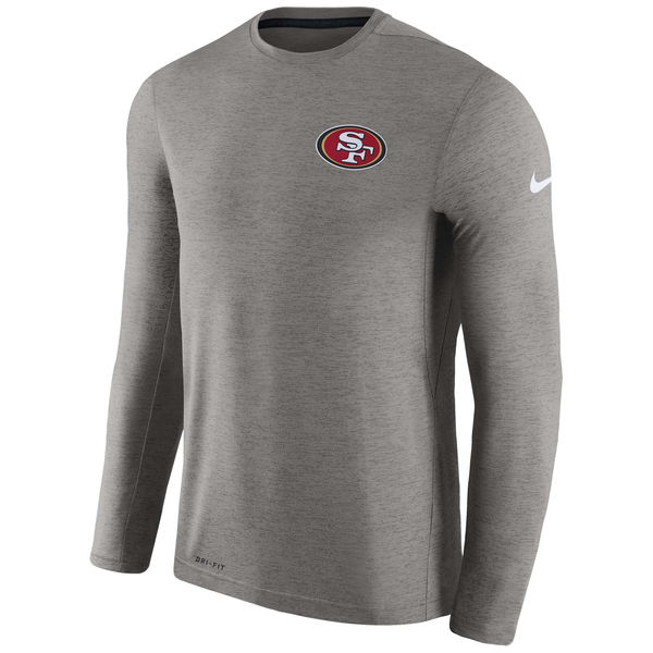 San Francisco 49ers Charcoal Coaches Long Sleeve Performance T-Shirt - Click Image to Close