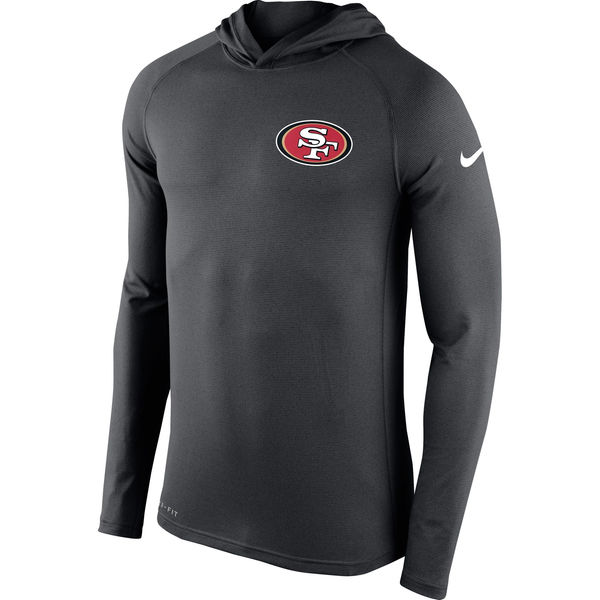 San Francisco 49ers Charcoal Stadium Touch Hooded Performance Long Sleeve T-Shirt - Click Image to Close