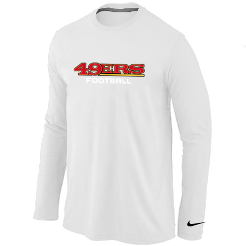 San Francisco 49ers Authentic font Long Sleeve T-Shirt Black White - Click Image to Close