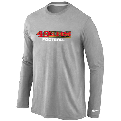 San Francisco 49ers Authentic font Long Sleeve T-Shirt Black Grey - Click Image to Close