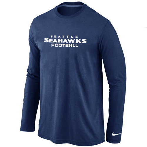 Seattle Seahawks Authentic font Long Sleeve T-Shirt D.Blue