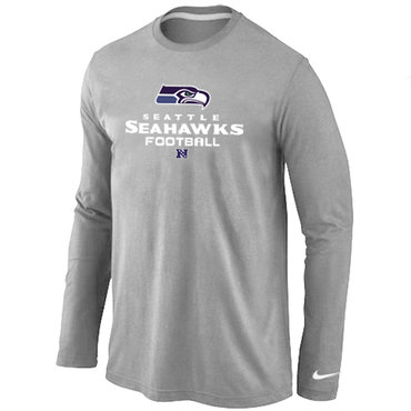 Seattle Seahawks Critical Victory Long Sleeve T-Shirt Grey - Click Image to Close
