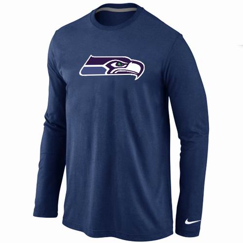 Seattle Seahawks Logo Long Sleeve T-Shirt D.Blue