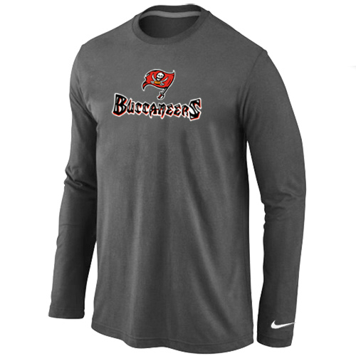 Tampa Bay Buccaneers Authentic Logo Long Sleeve T-Shirt D.Grey - Click Image to Close