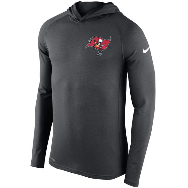 Tampa Bay Buccaneers Charcoal Stadium Touch Hooded Performance Long Sleeve T-Shirt - Click Image to Close