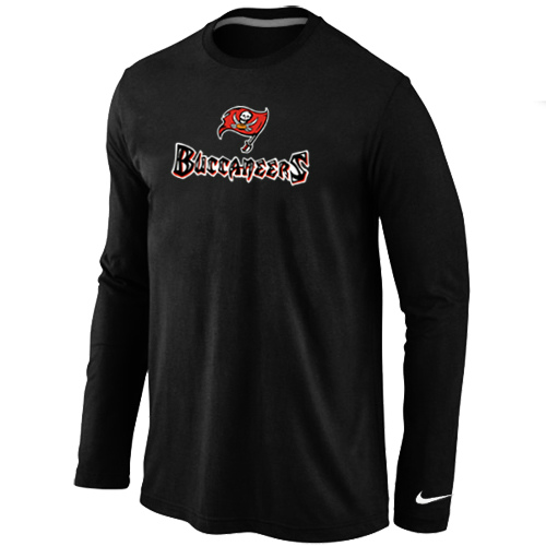 Tampa Bay Buccaneers Authentic Logo Long Sleeve T-Shirt Black - Click Image to Close