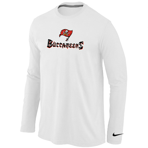 Tampa Bay Buccaneers Authentic Logo Long Sleeve T-Shirt White - Click Image to Close