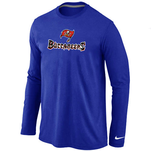 Tampa Bay Buccaneers Authentic Logo Long Sleeve T-Shirt Blue - Click Image to Close