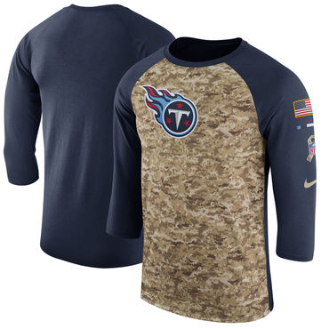 Tennessee Titans Camo Navy Salute to Service Sideline Legend Performance Three-Quarter Sleeve T Shir