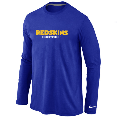 Washington Redskins Authentic font Long Sleeve T-Shirt blue - Click Image to Close
