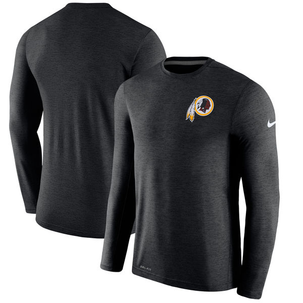 Washington Redskins Black Coaches Long Sleeve Performance T-Shirt - Click Image to Close