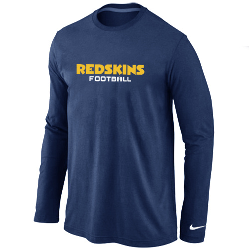 Washington Redskins Authentic font Long Sleeve T-Shirt D.Blue - Click Image to Close