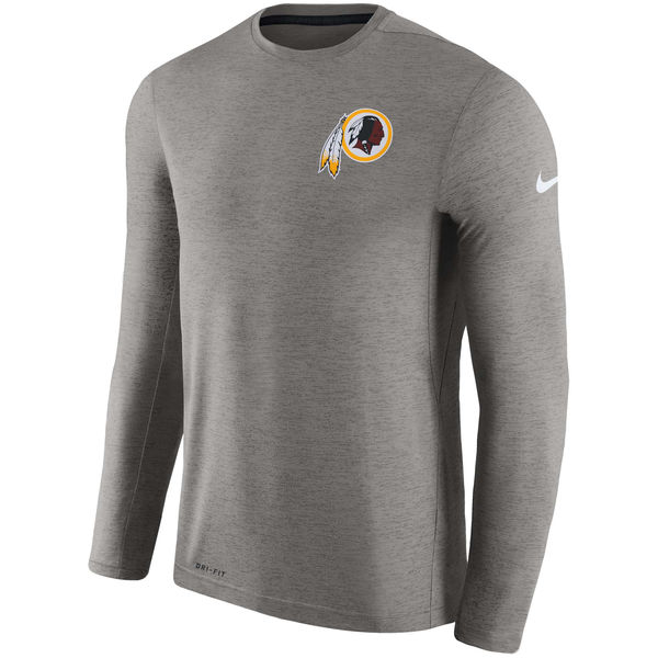 Washington Redskins Charcoal Coaches Long Sleeve Performance T-Shirt - Click Image to Close
