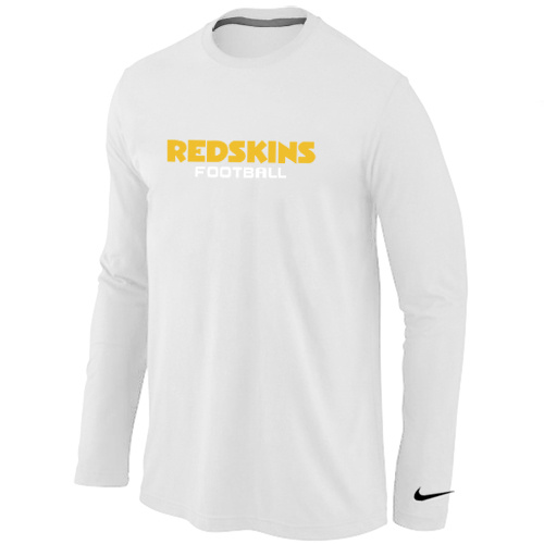 Washington Redskins Authentic font Long Sleeve T-Shirt White - Click Image to Close