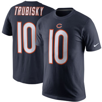 Chicago Bears 10 Mitchell Trubisky Navy Player Pride Name & Number T-Shirt - Click Image to Close