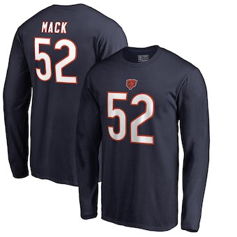Chicago Bears 52 Khalil Mack Pro Line by Fanatics Branded Navy Authentic Stack Name & Number Long Sl