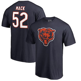 Chicago Bears 52 Khalil Mack Pro Line by Fanatics Branded Navy Icon Name & Number T-Shirt