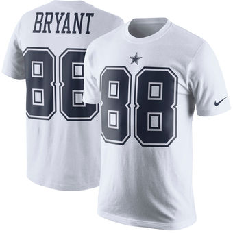 Dallas Cowboys 88 Dez Bryant White Color Rush Player Pride Name & Number T-Shirt