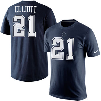 Dallas Cowboys 21 Ezekiel Elliott Navy Player Pride Name & Number T-Shirt