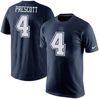 Dallas Cowboys 4 Dak Prescott Navy Player Pride Name & Number T-Shirt