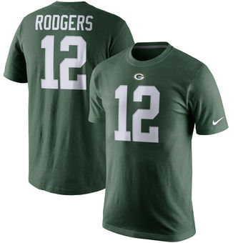 Green Bay Packers 12 Aaron Rodgers Green Player Pride Name & Number T-Shirt