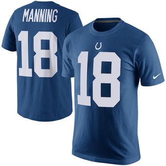 Indianapolis Colts 18 Peyton Manning Royal Player Pride Name & Number T-Shirt