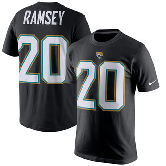 Jacksonville Jaguars 20 Jalen Ramsey Black Player Pride Name & Number T-Shirt