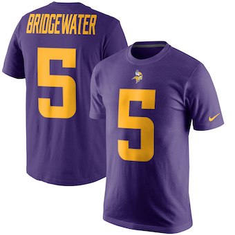 Minnesota Vikings 5 Teddy Bridgewater Purple Color Rush Player Pride Name & Number T-Shirt