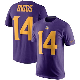 Minnesota Vikings 14 Stefon Diggs Purple Color Rush Player Pride Name & Number Performance T-Shirt