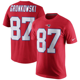 New England Patriots 87 Rob Gronkowski Red Player Pride Name & Number T-Shirt