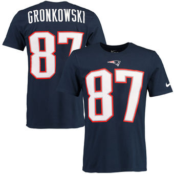 New England Patriots 87 Rob Gronkowski Navy Blue Player Pride Name & Number T-Shirt